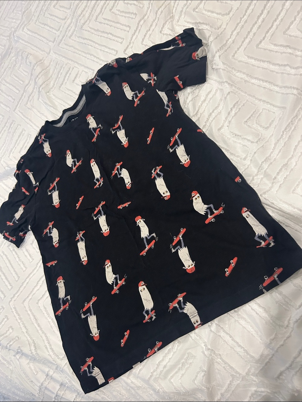 Old Navy Kids Black Skateboarding Ghost Softest Printed Crew Neck T-Shirt XL 14
